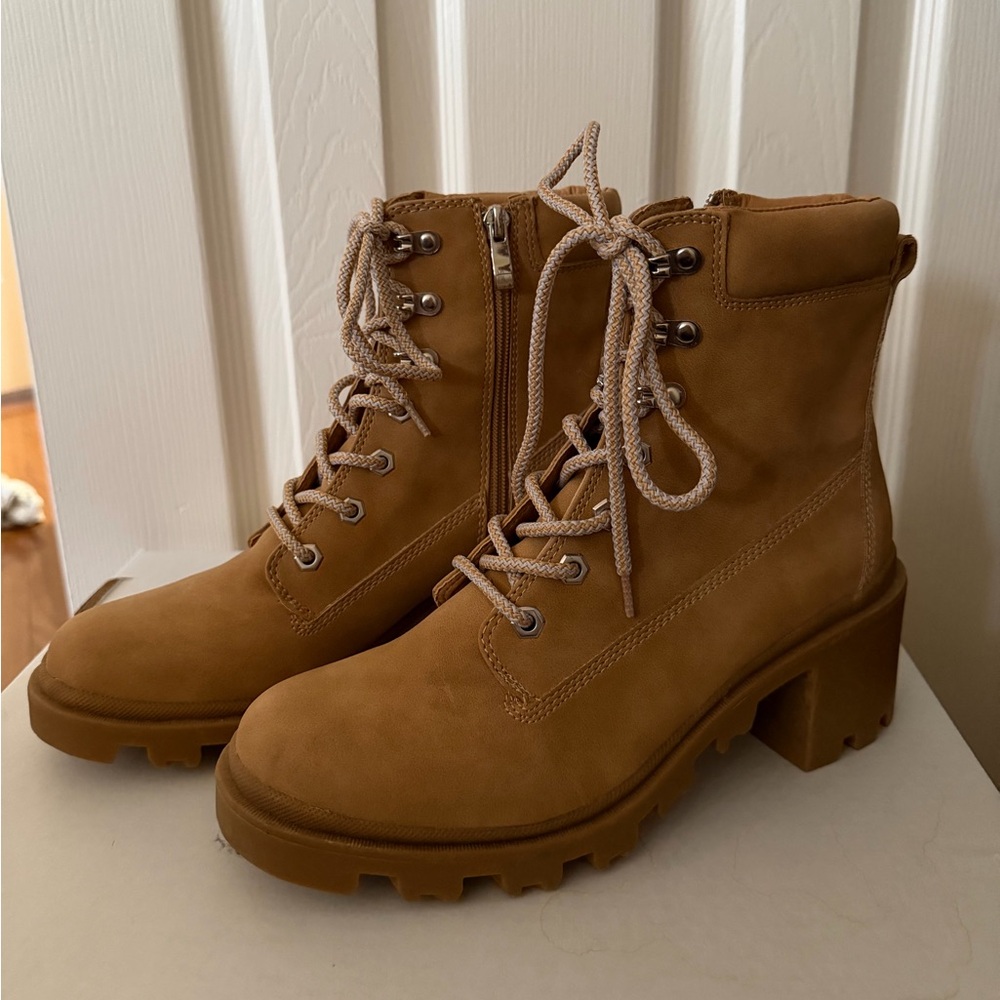 Madden Girl Tan Lace-Up Ankle Boots